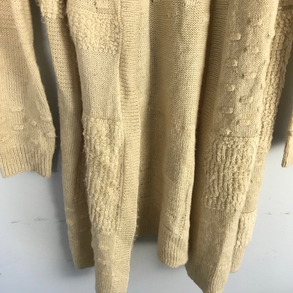 Knox Rose Textured Knit Cardigan Sweater Tan Long Open Front Sz S - Picture 2 of 7